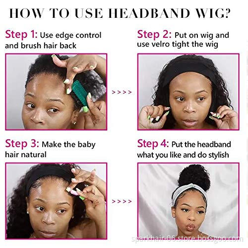 Top Quality Raw Human Hair Headband Wigs,Machine Made None Lace Wigs,Cheap  Headband Wigs For Black Women